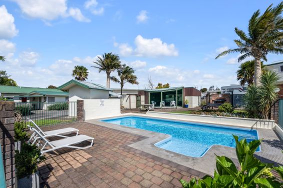 Heated outdoor swimming pool